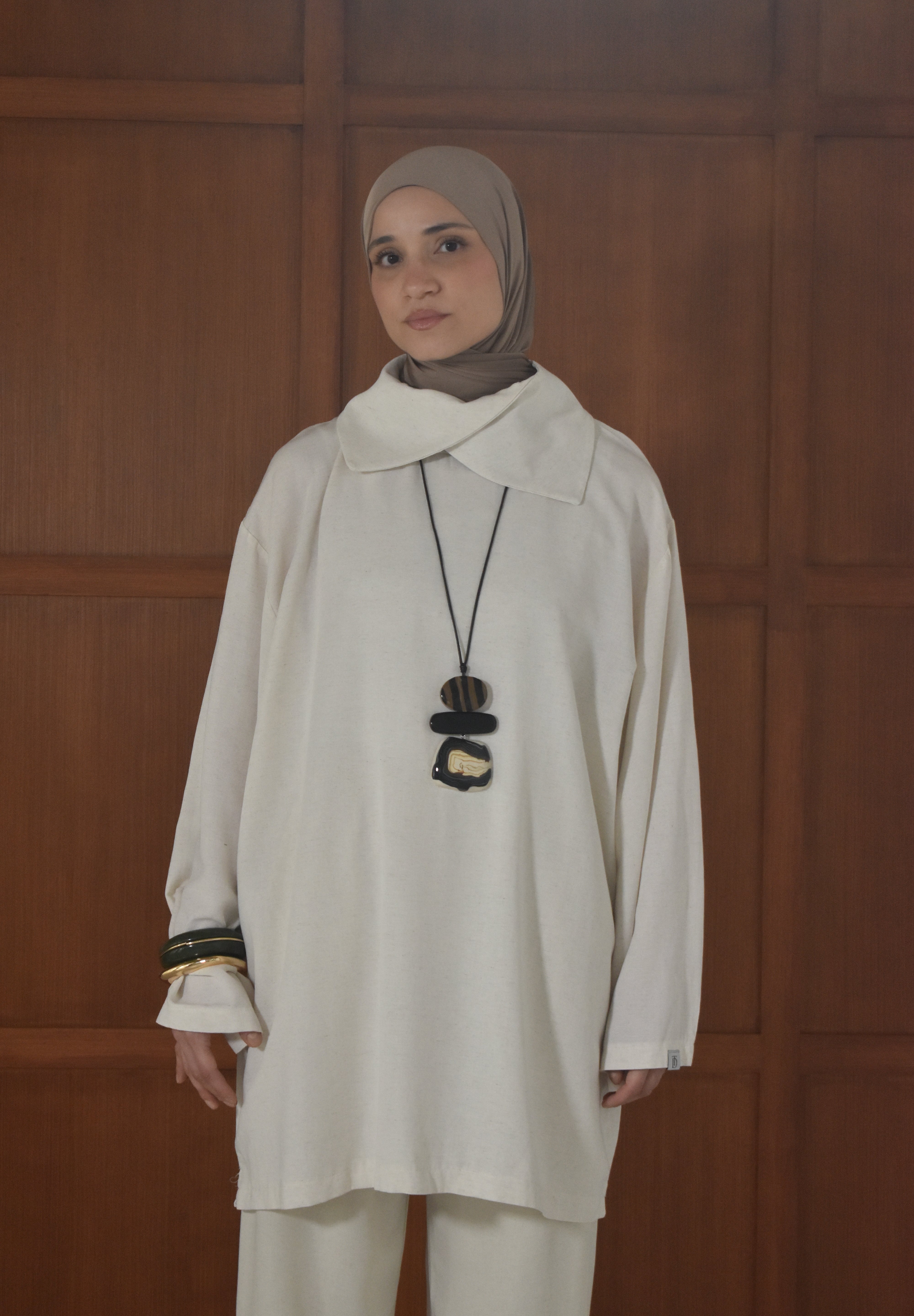 Oversized linnen shirt - Soft taupe