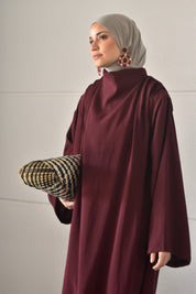 Abaya met kraag - bordeaux
