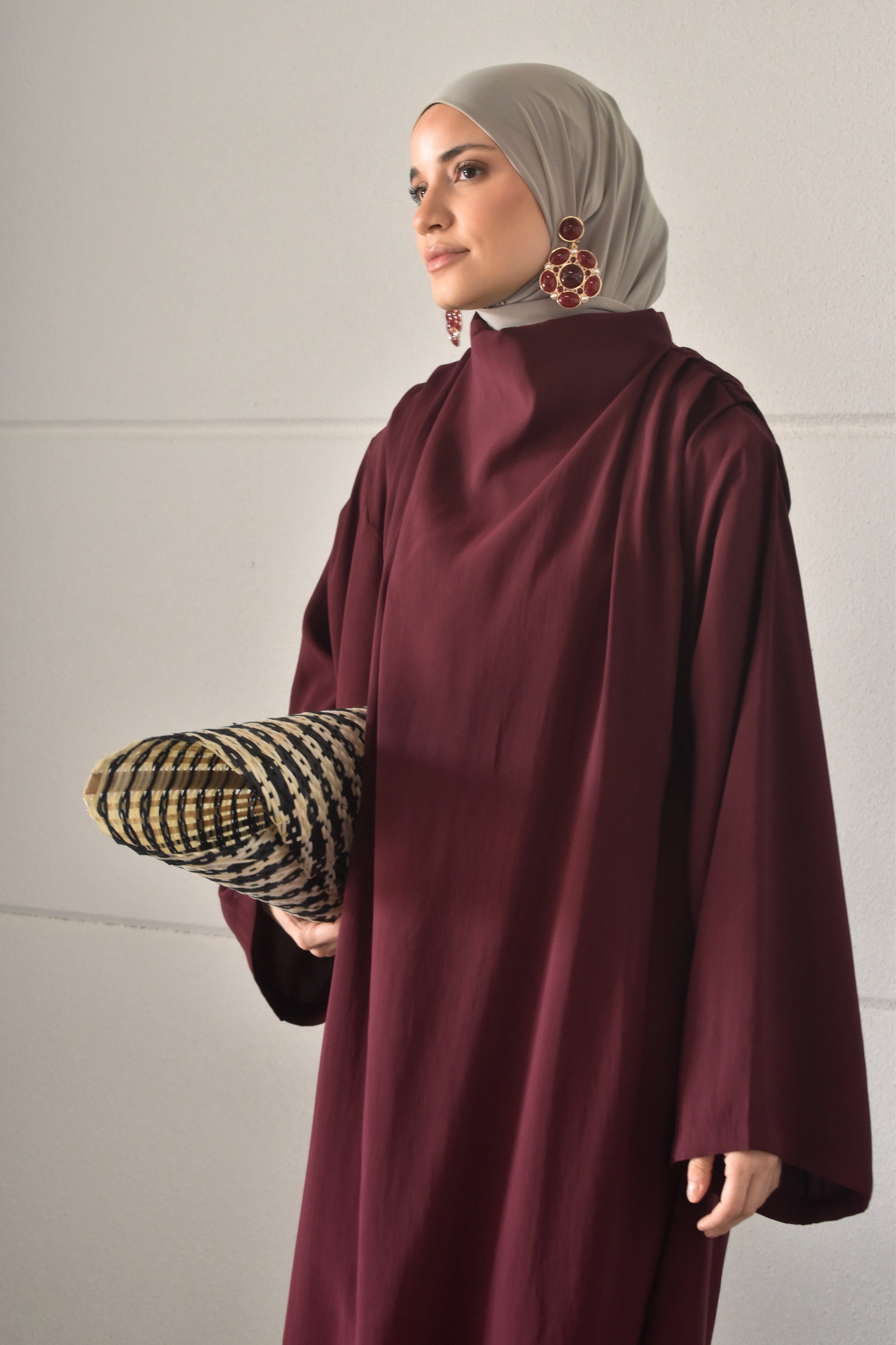 Abaya met kraag - bordeaux