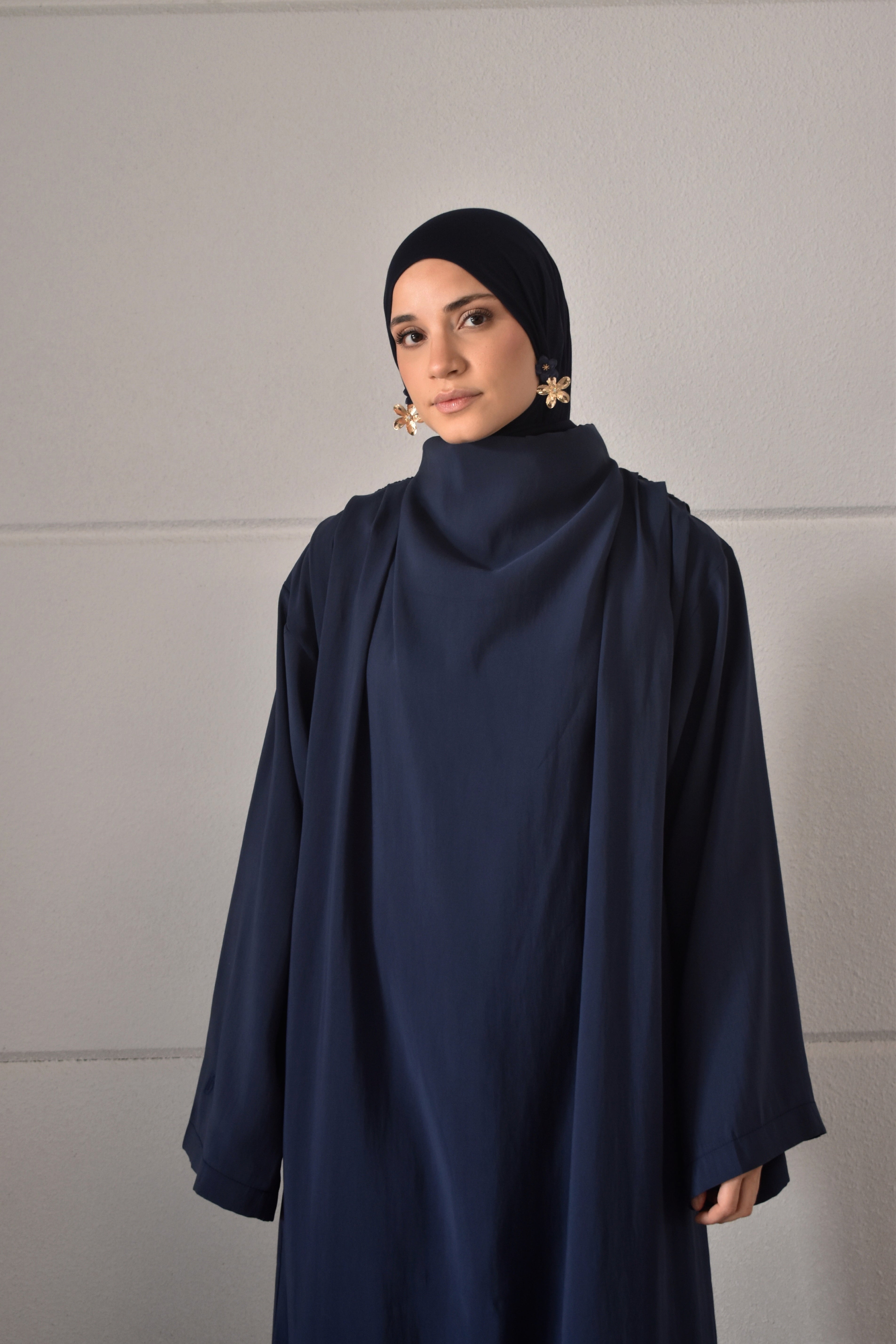 Abaya met kraag - donkerblauw