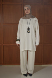 Linnen twinset - Soft taupe