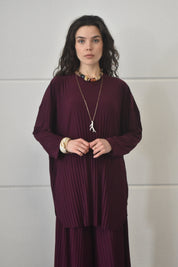 Plisse twinset - Aubergine