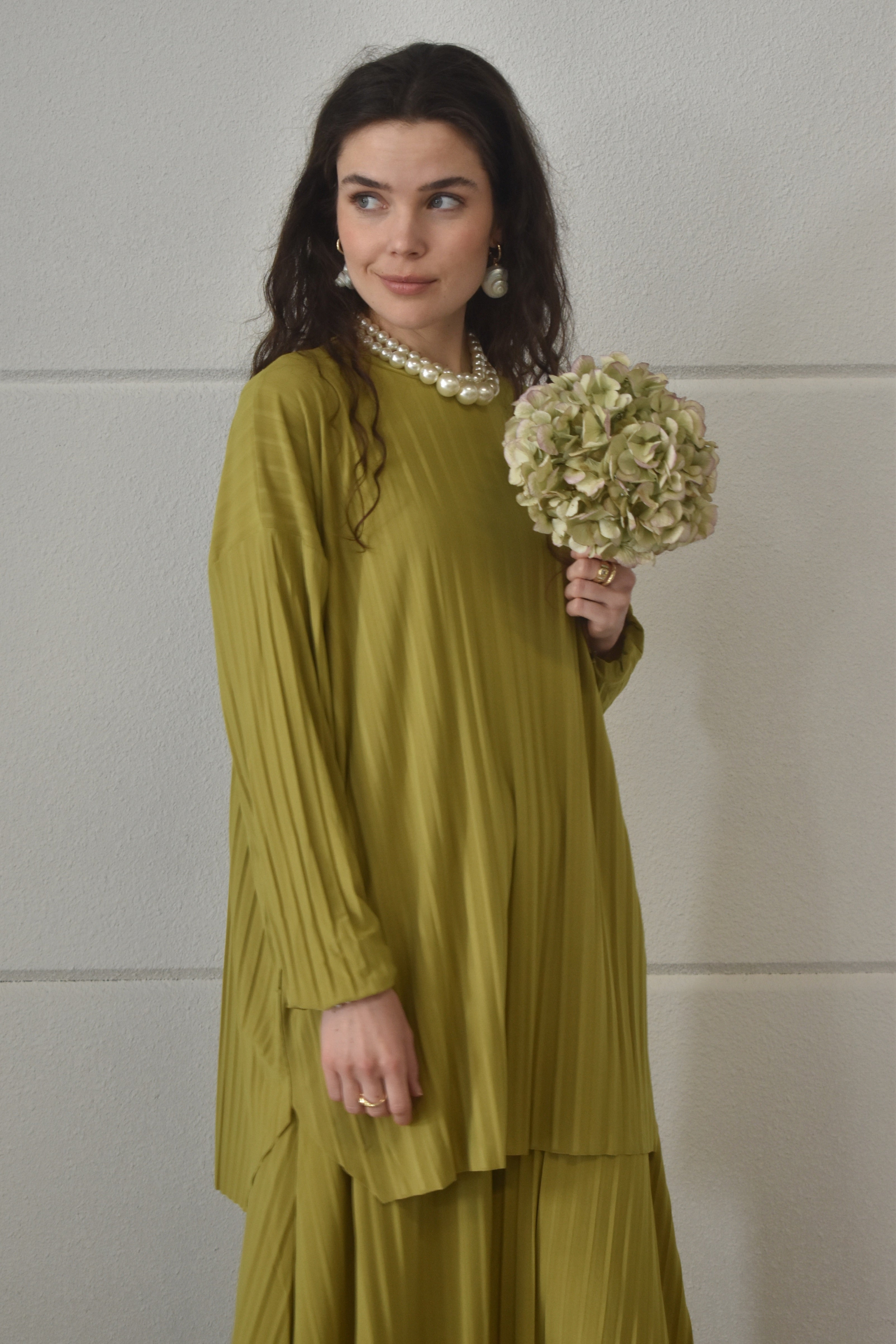 Plisse twinset - Olive