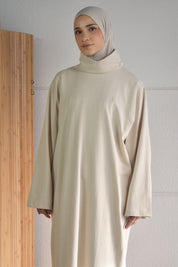 Oversized jurk met sjaal - soft taupe
