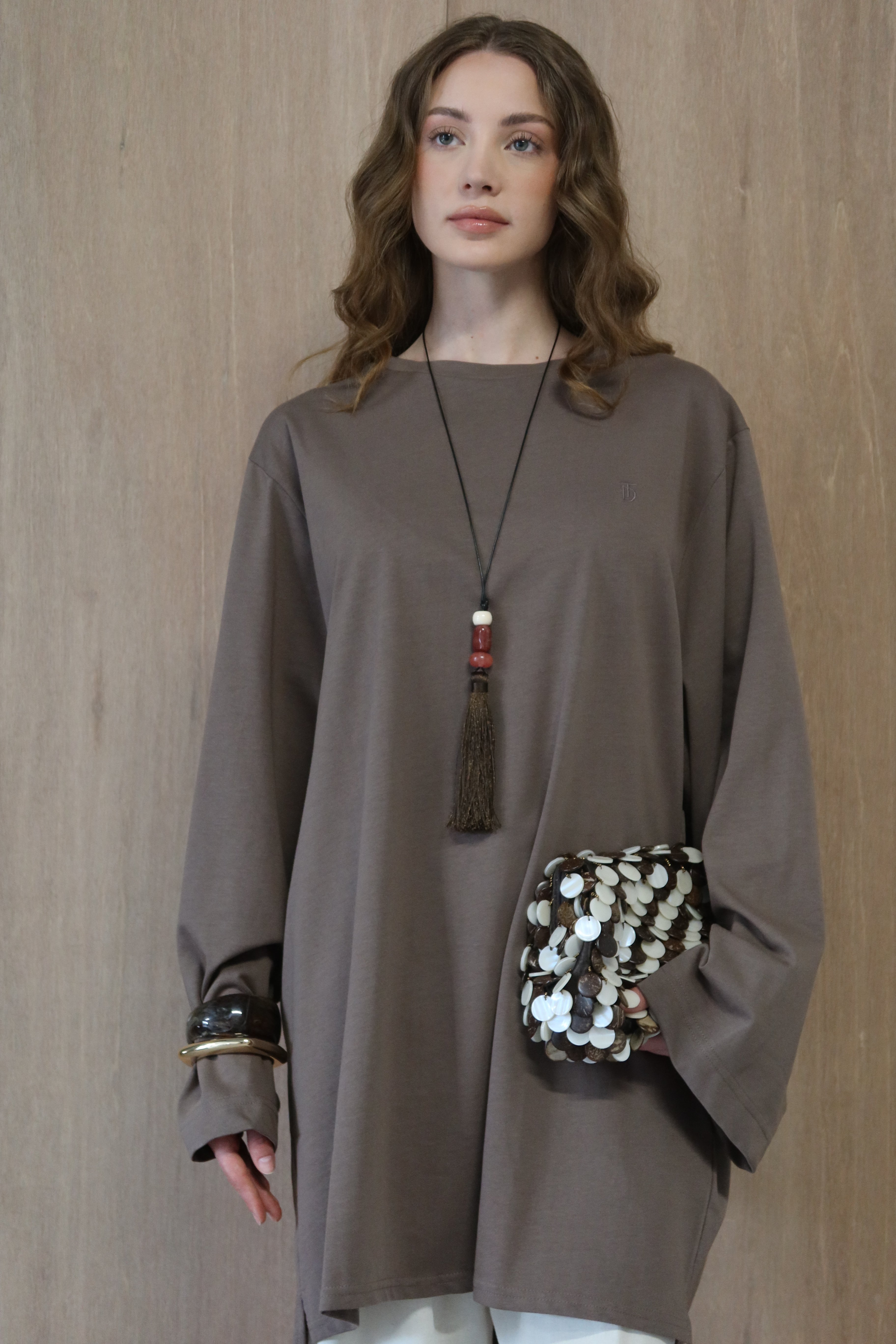 Dunne oversized shirt - Taupe