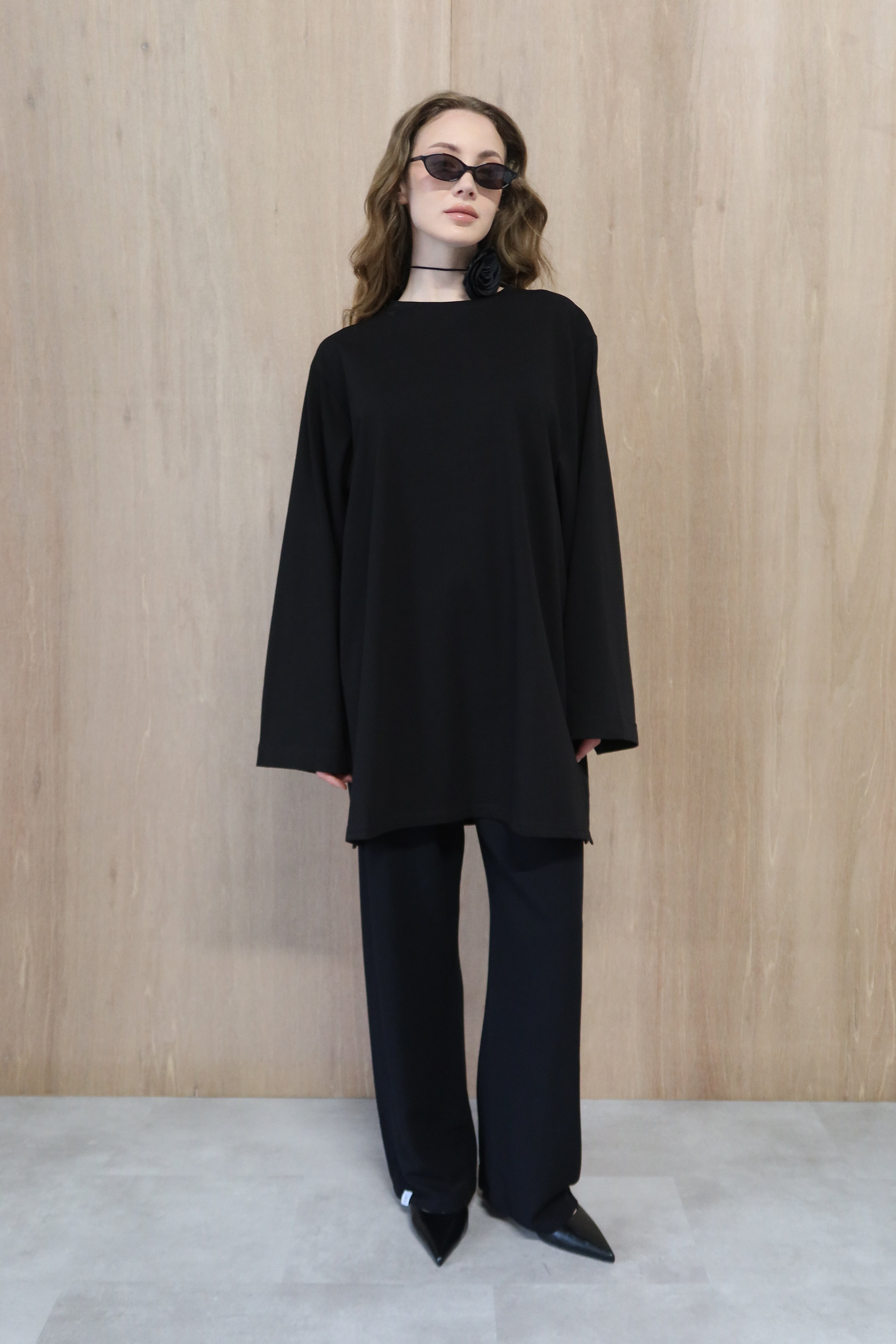 Dunne oversized shirt - Zwart