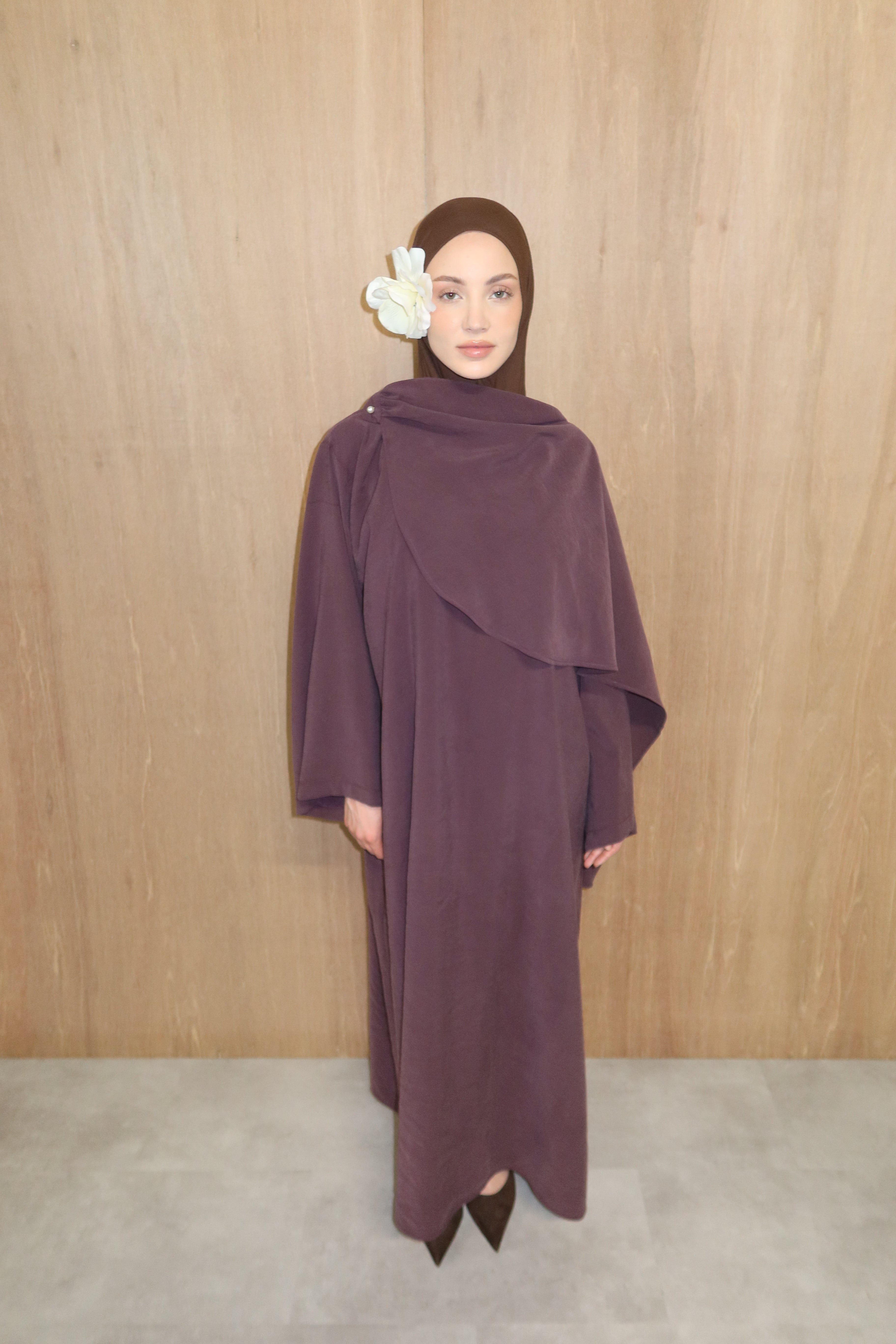 Abaya met sjaal - Aubergine