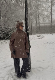 Oversized shirt met losse sjaal - bruin