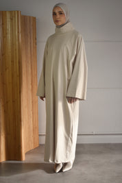 Oversized jurk met sjaal - soft taupe