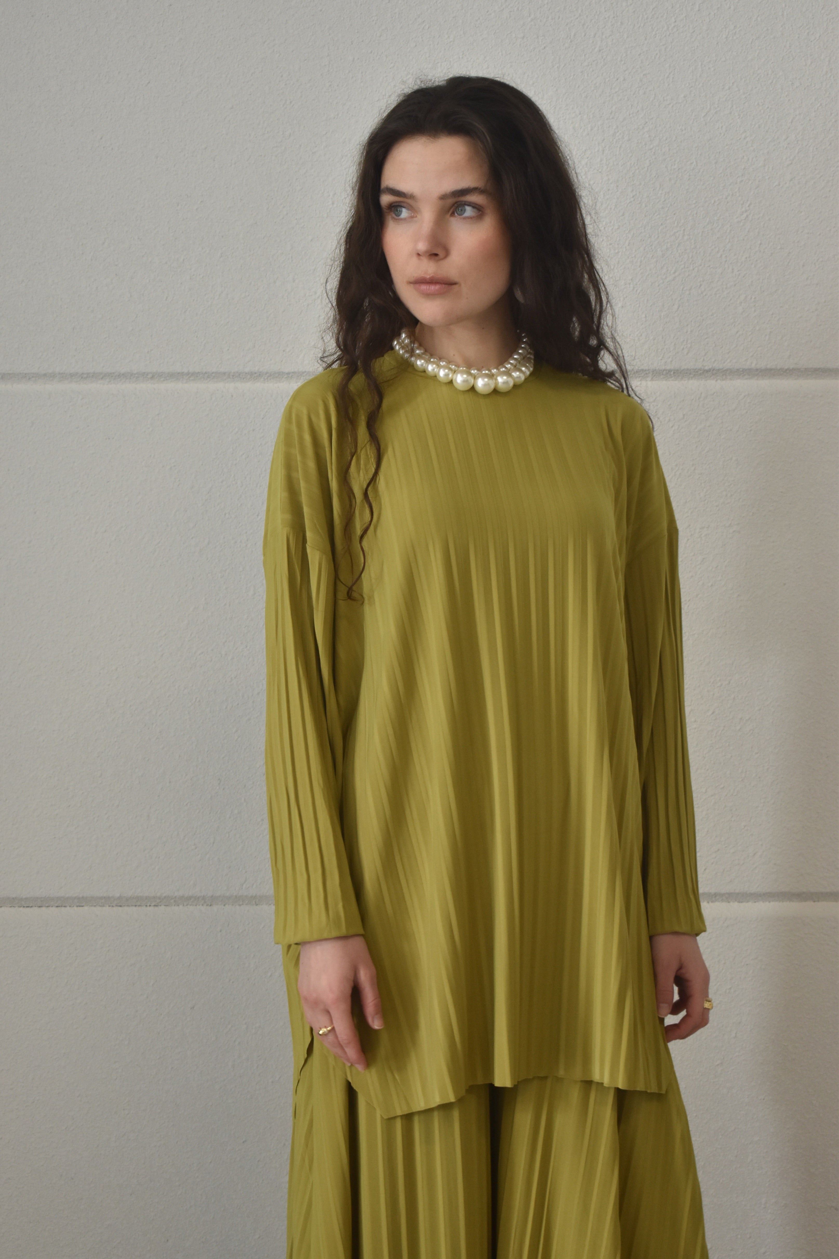Plisse twinset - Olive