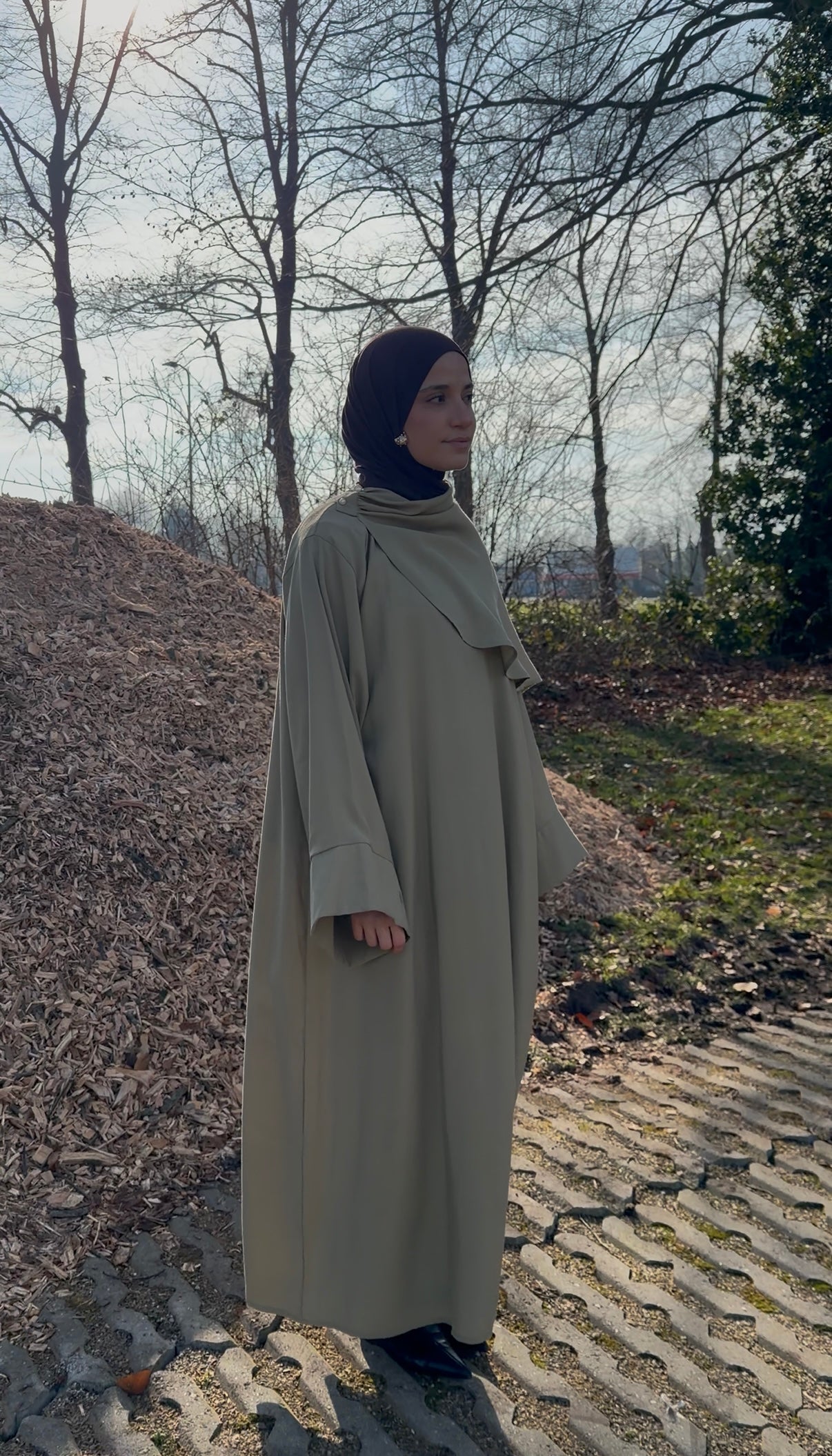 Abaya met sjaal - pistache