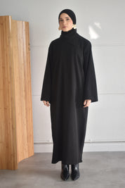 Oversized jurk met losse sjaal - zwart