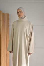 Oversized jurk met sjaal - soft taupe
