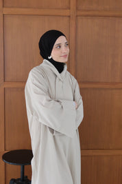 Linnen abaya met kraag - Beige