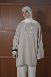 Oversized linnen shirt - Urban taupe