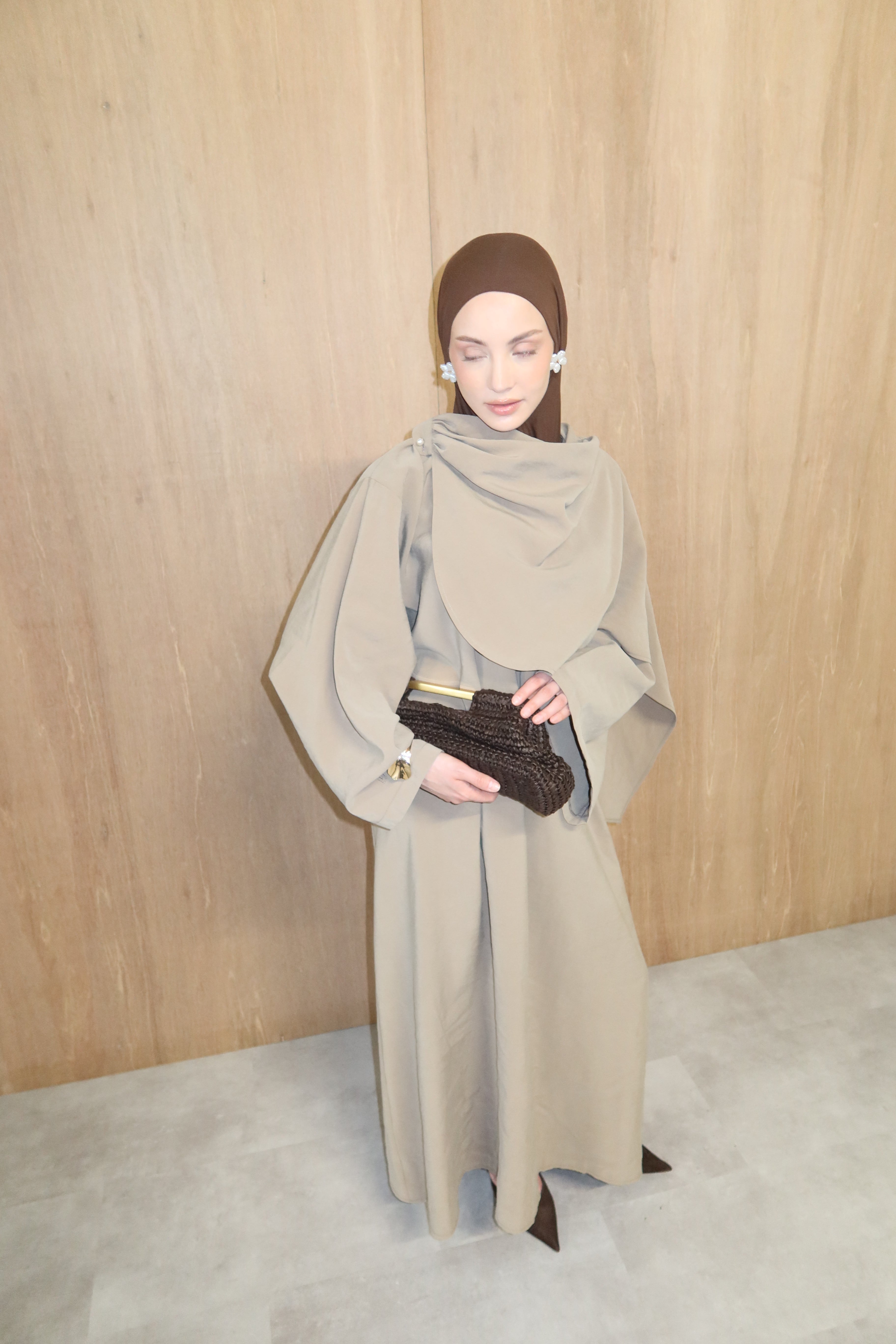 Abaya met sjaal - Koelbruin