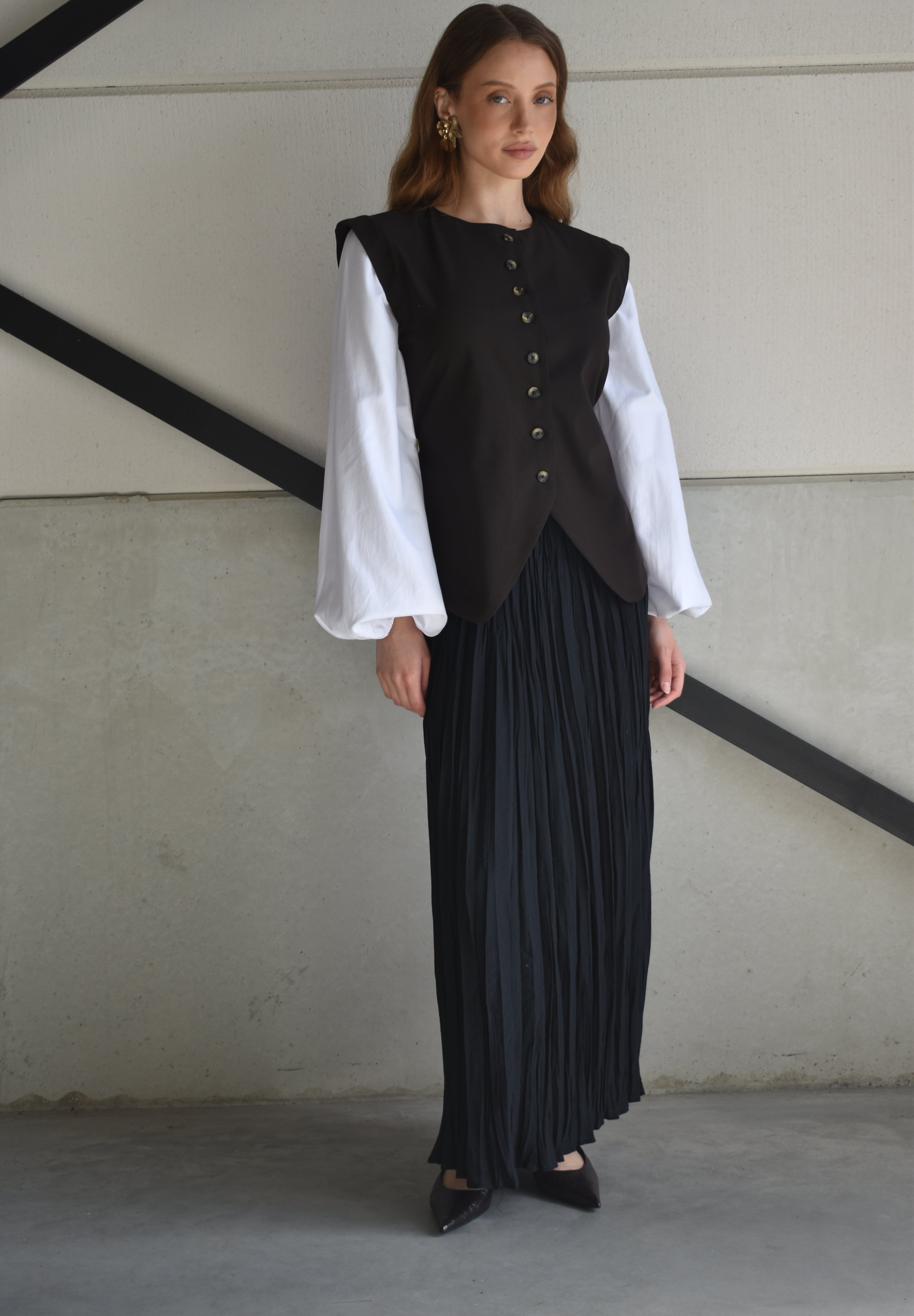 Blouse inclusief mouwen - donkerbruin