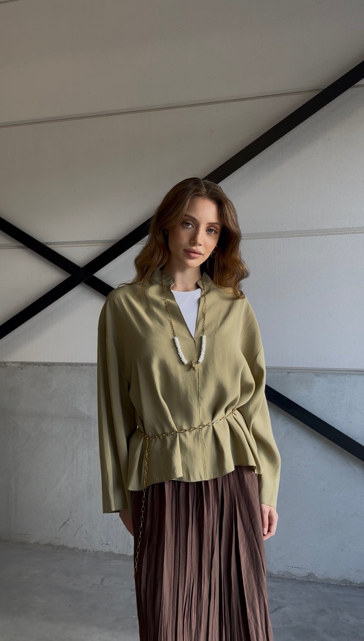 Oversized blouse - olijf