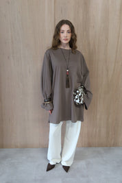 Dunne oversized shirt - Taupe