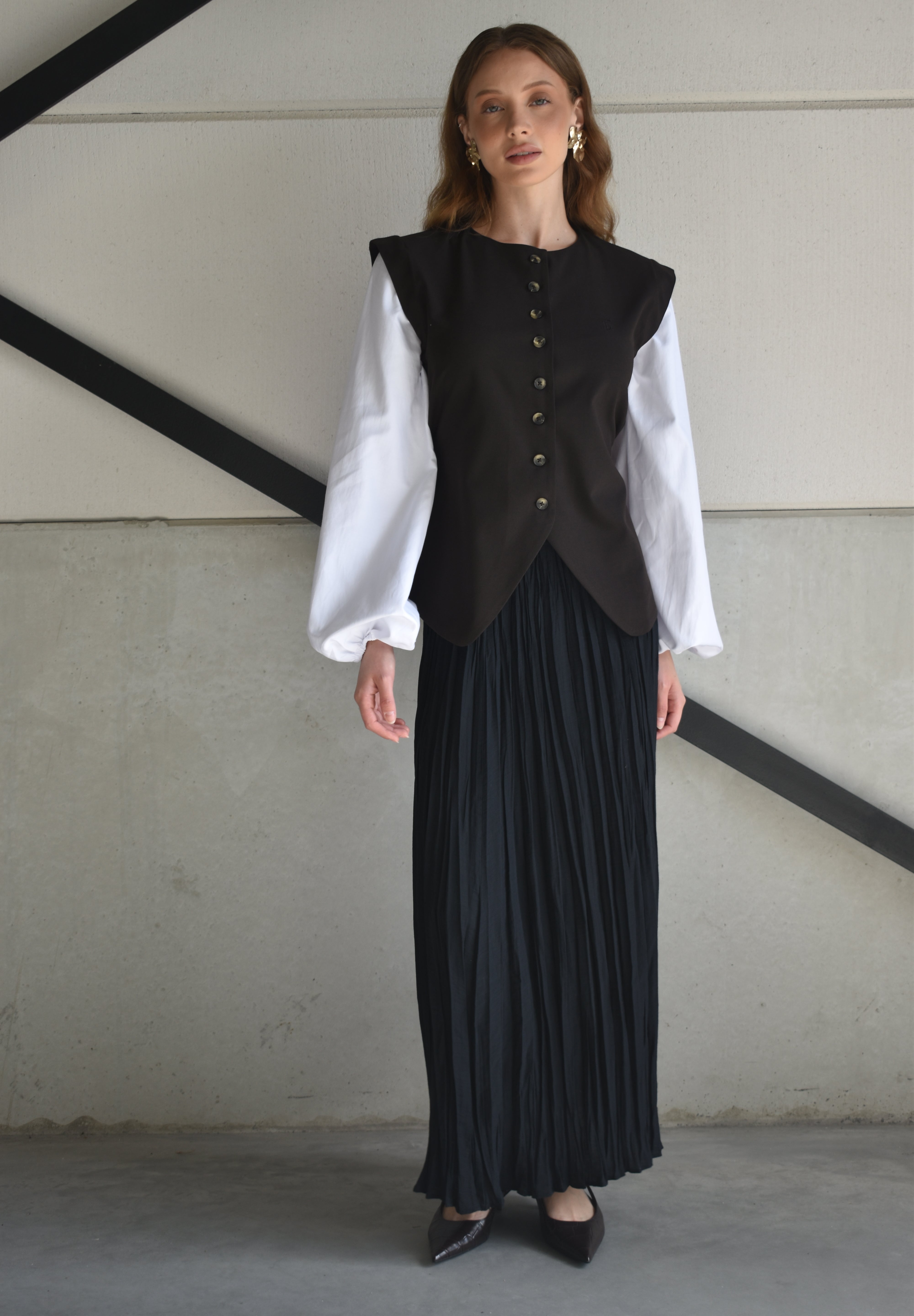 Blouse inclusief mouwen - donkerbruin