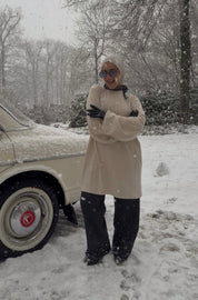 Oversized shirt met losse sjaal - beige