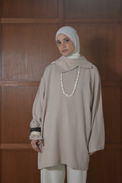 Oversized linnen shirt - Urban taupe
