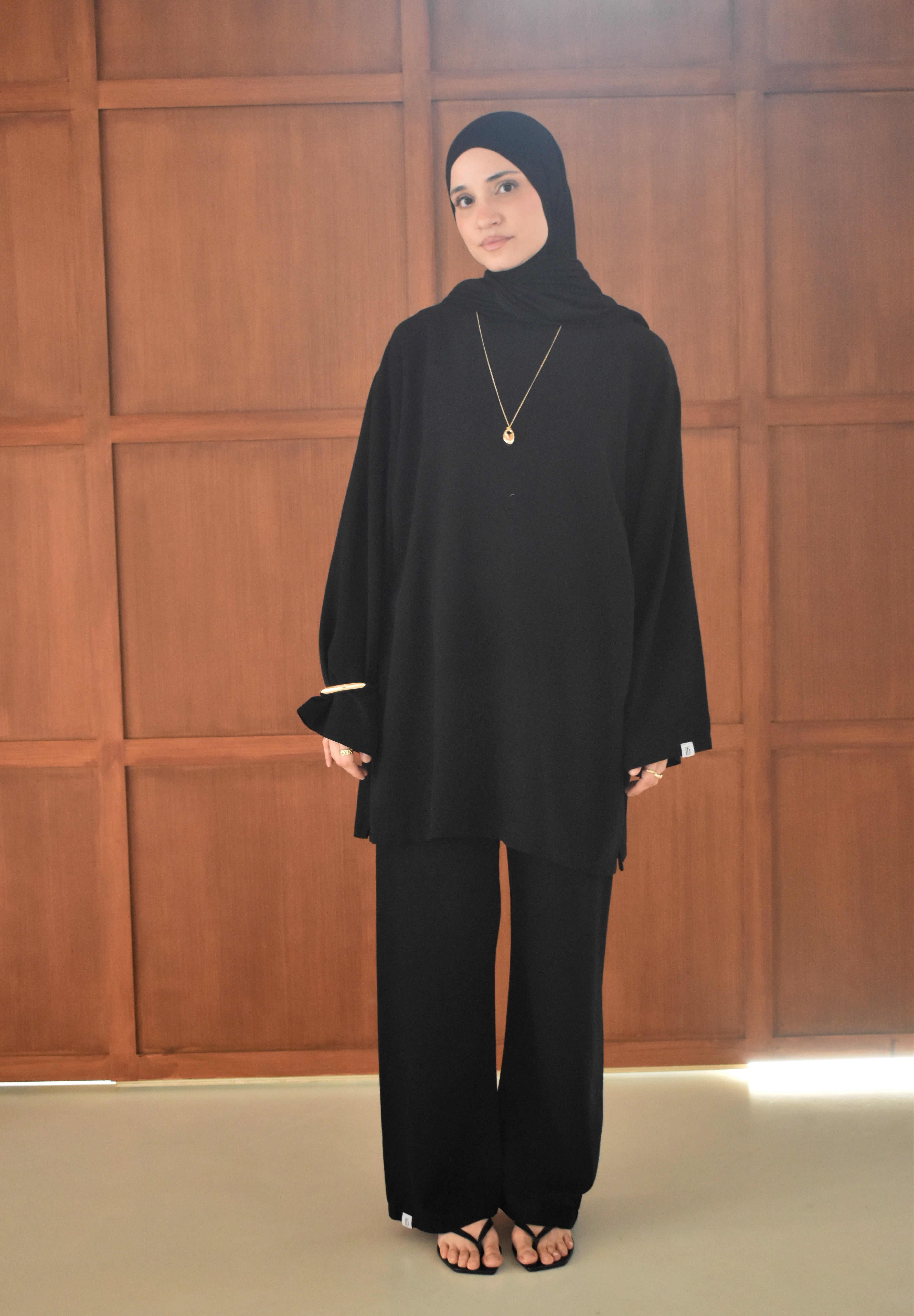 Oversized linnen shirt - Zwart