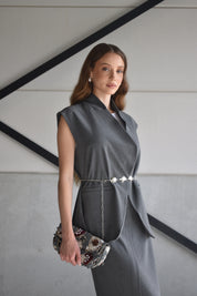 Tweedelige set: rok met gilet - antraciet