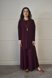 Plisse twinset - Aubergine
