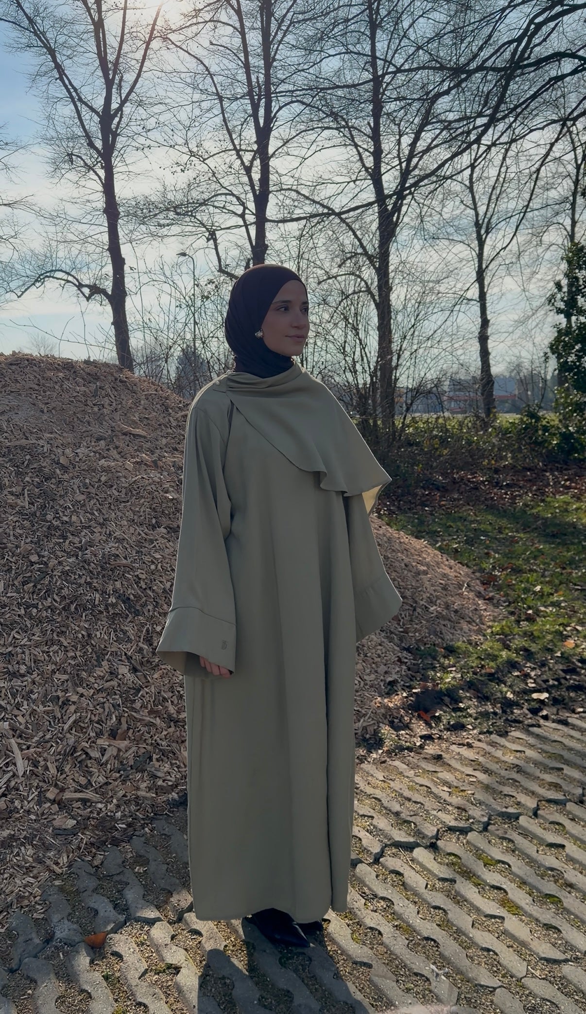 Abaya met sjaal - pistache