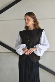 Blouse inclusief mouwen - donkerbruin