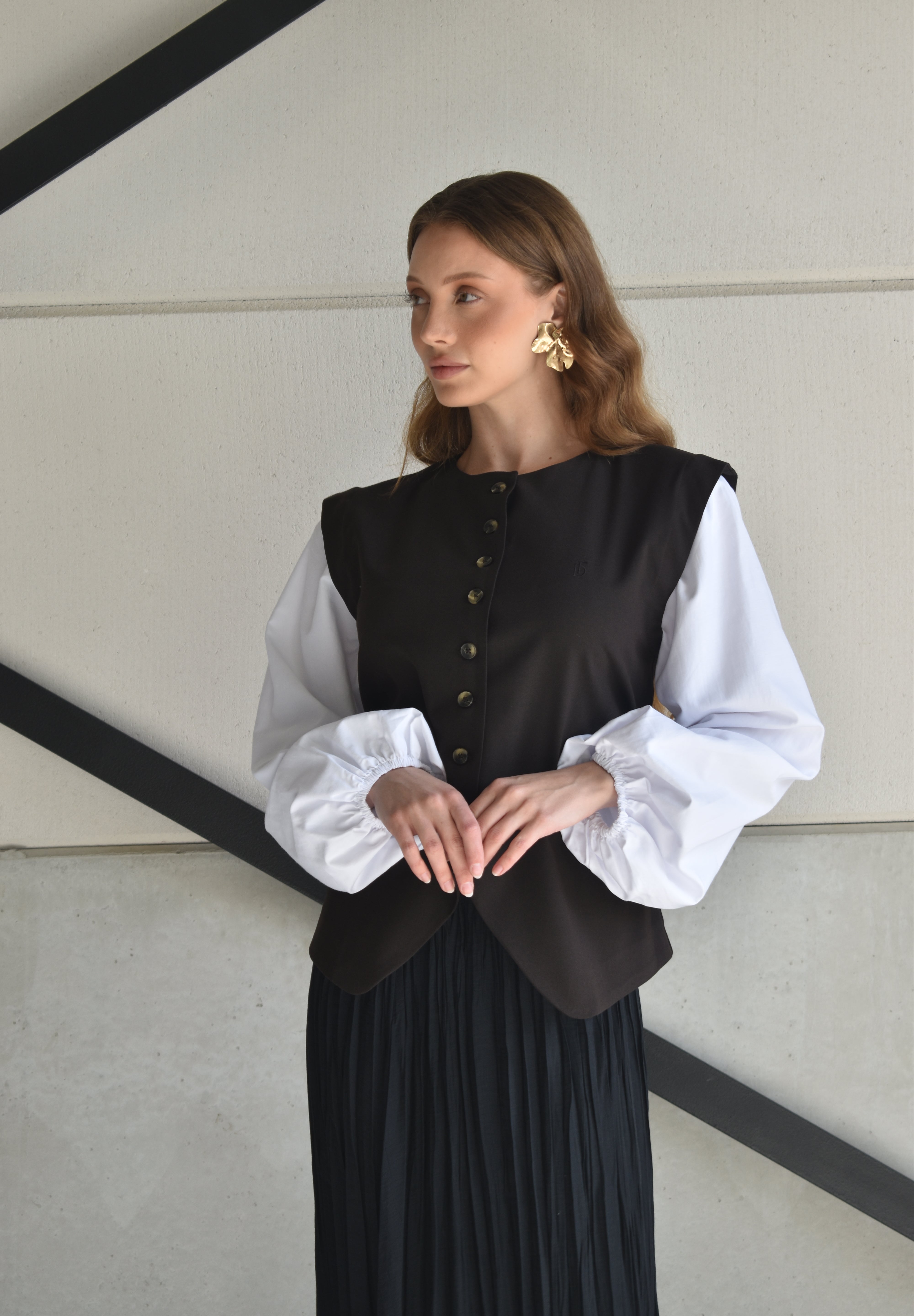 Blouse inclusief mouwen - donkerbruin