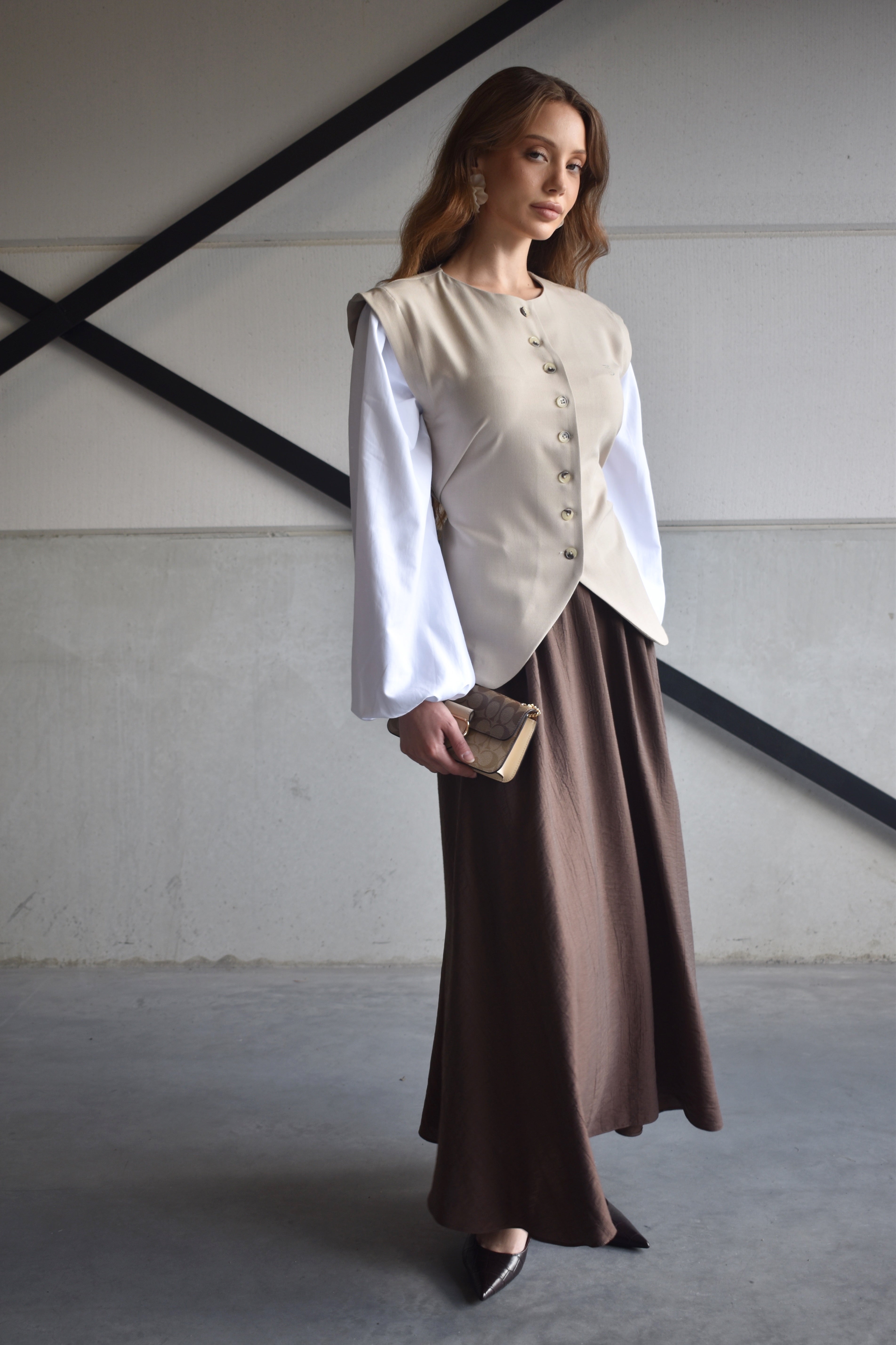 Blouse inclusief mouwen - beige