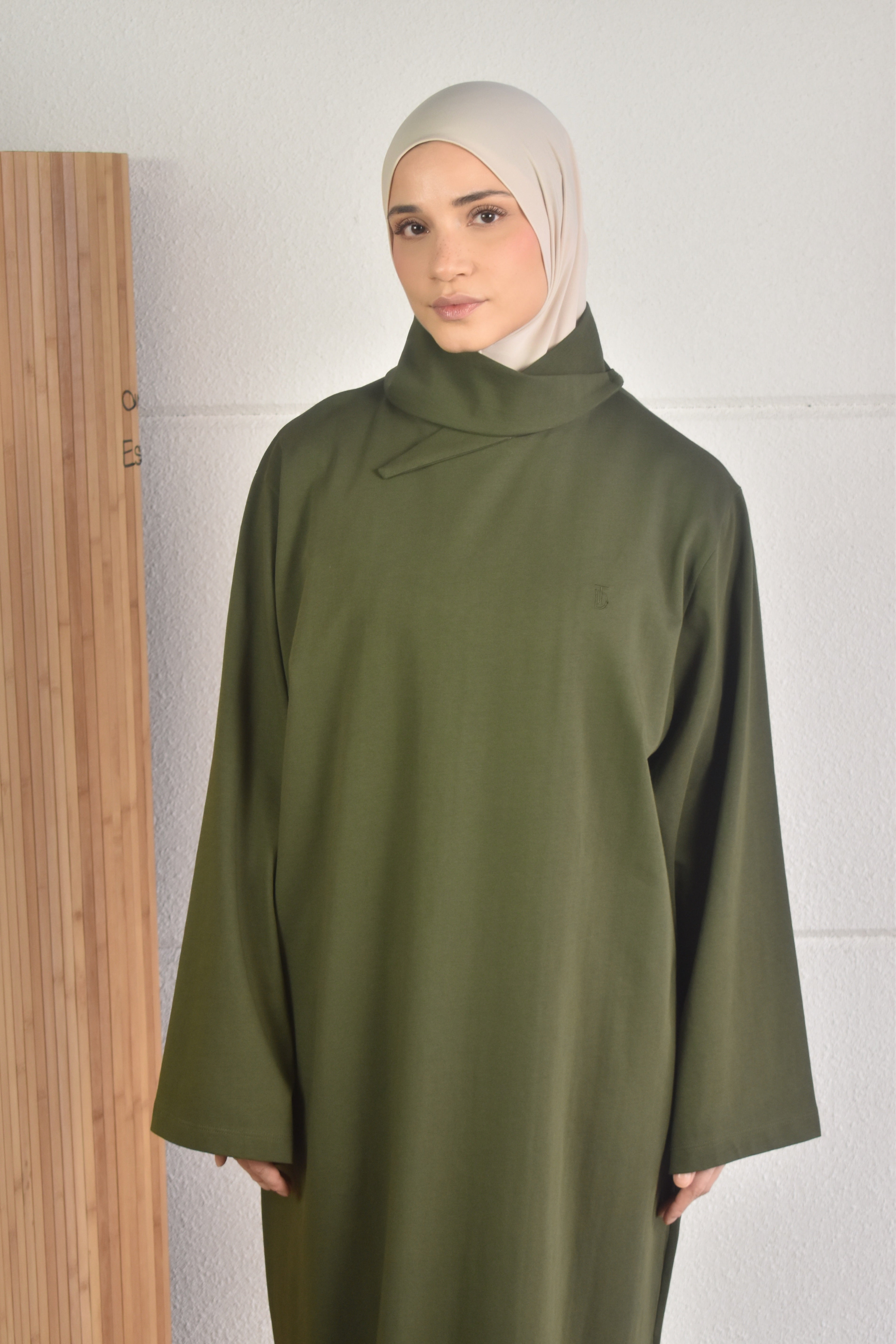 Oversized jurk met sjaal - donkergroen