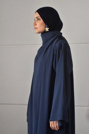 Abaya met kraag - donkerblauw