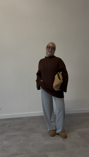 Kabeltrui - donkerbruin