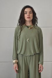 Plisse twinset - Pistache