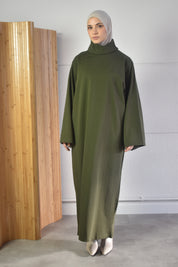 Oversized jurk met sjaal - donkergroen