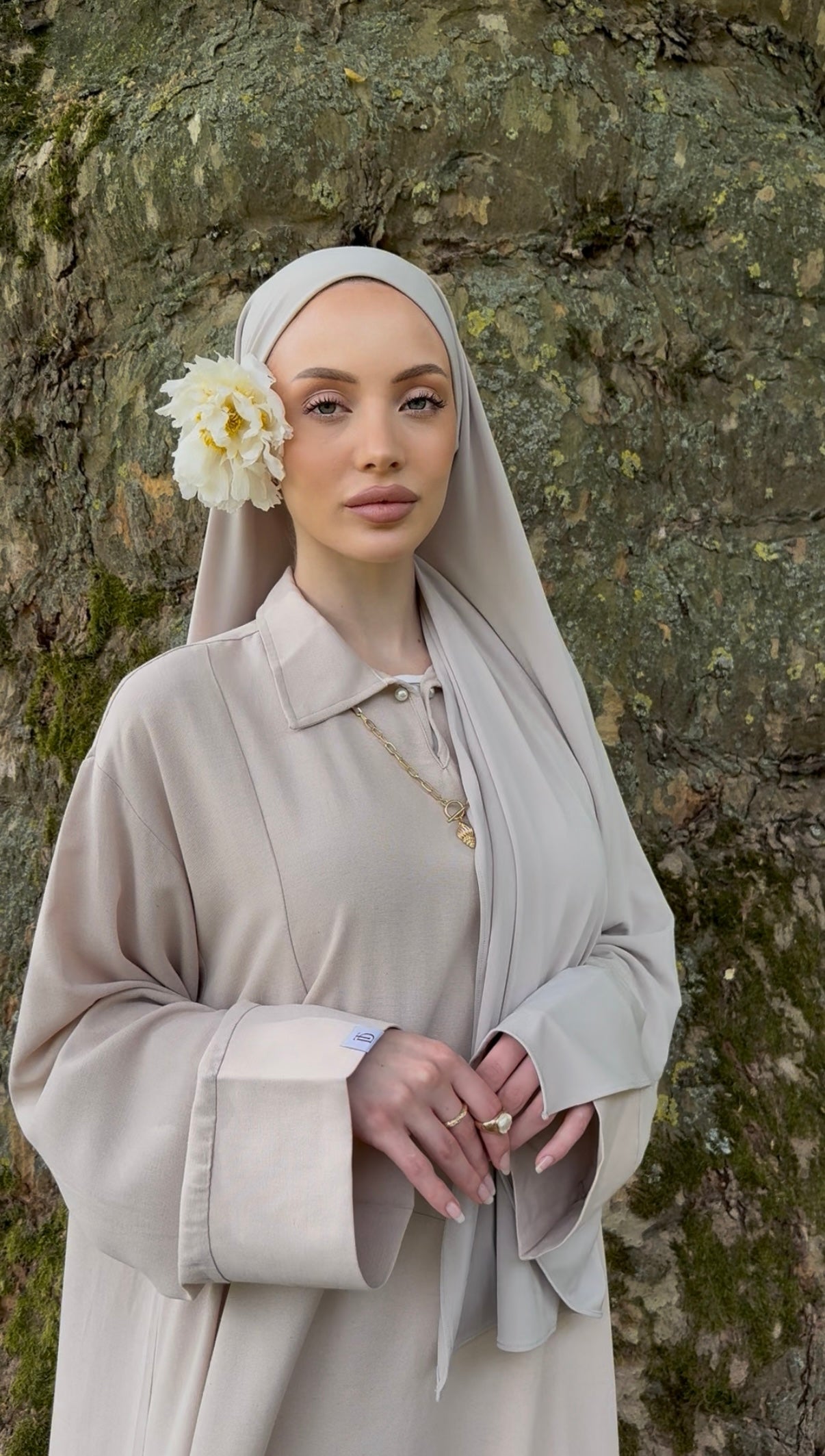 Linnen abaya -nude