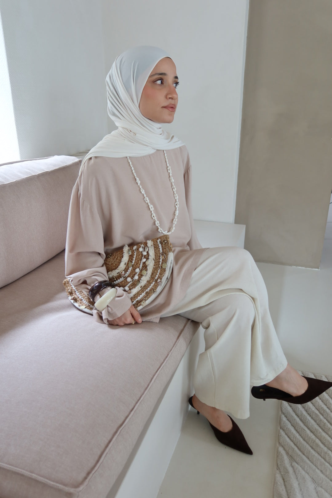 Oversized linnen shirt - Urban taupe