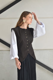 Blouse inclusief mouwen - donkerbruin