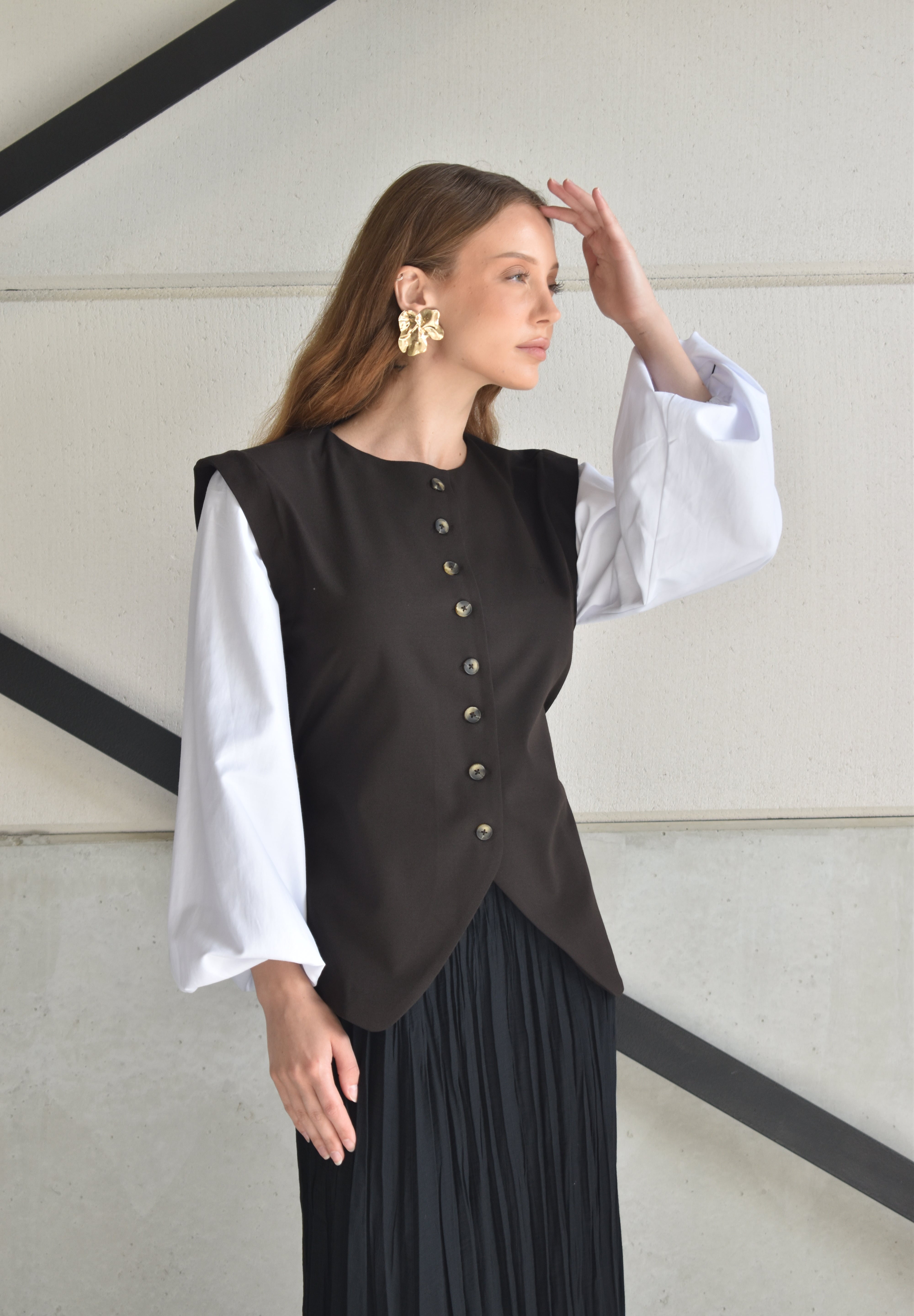 Blouse inclusief mouwen - donkerbruin