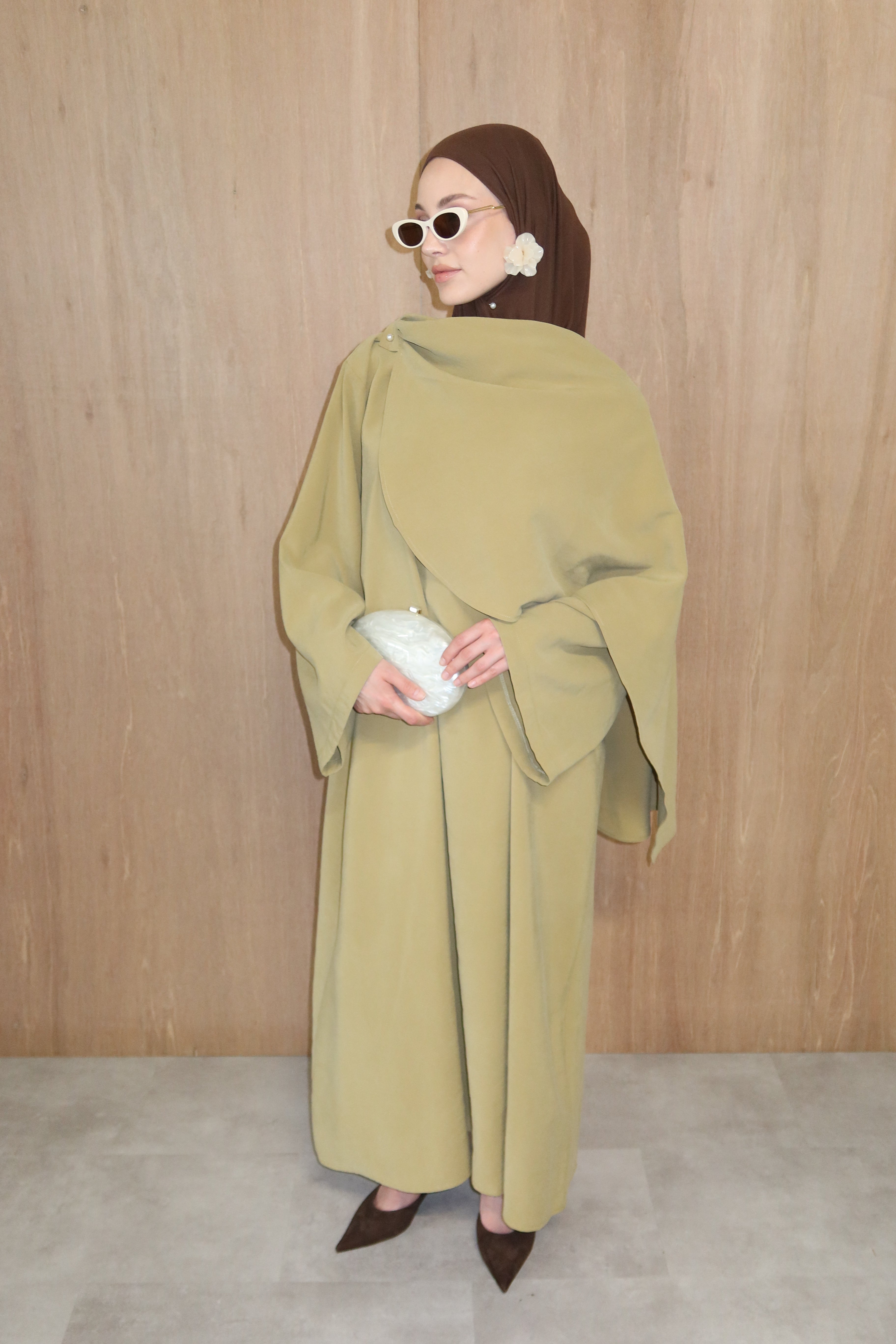 Abaya met sjaal - Pistache