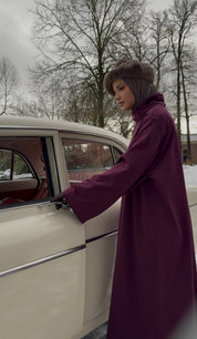 Oversized jurk met losse sjaal - bordeaux
