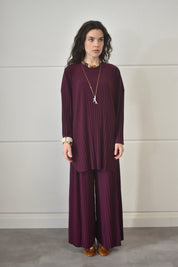 Plisse twinset - Aubergine