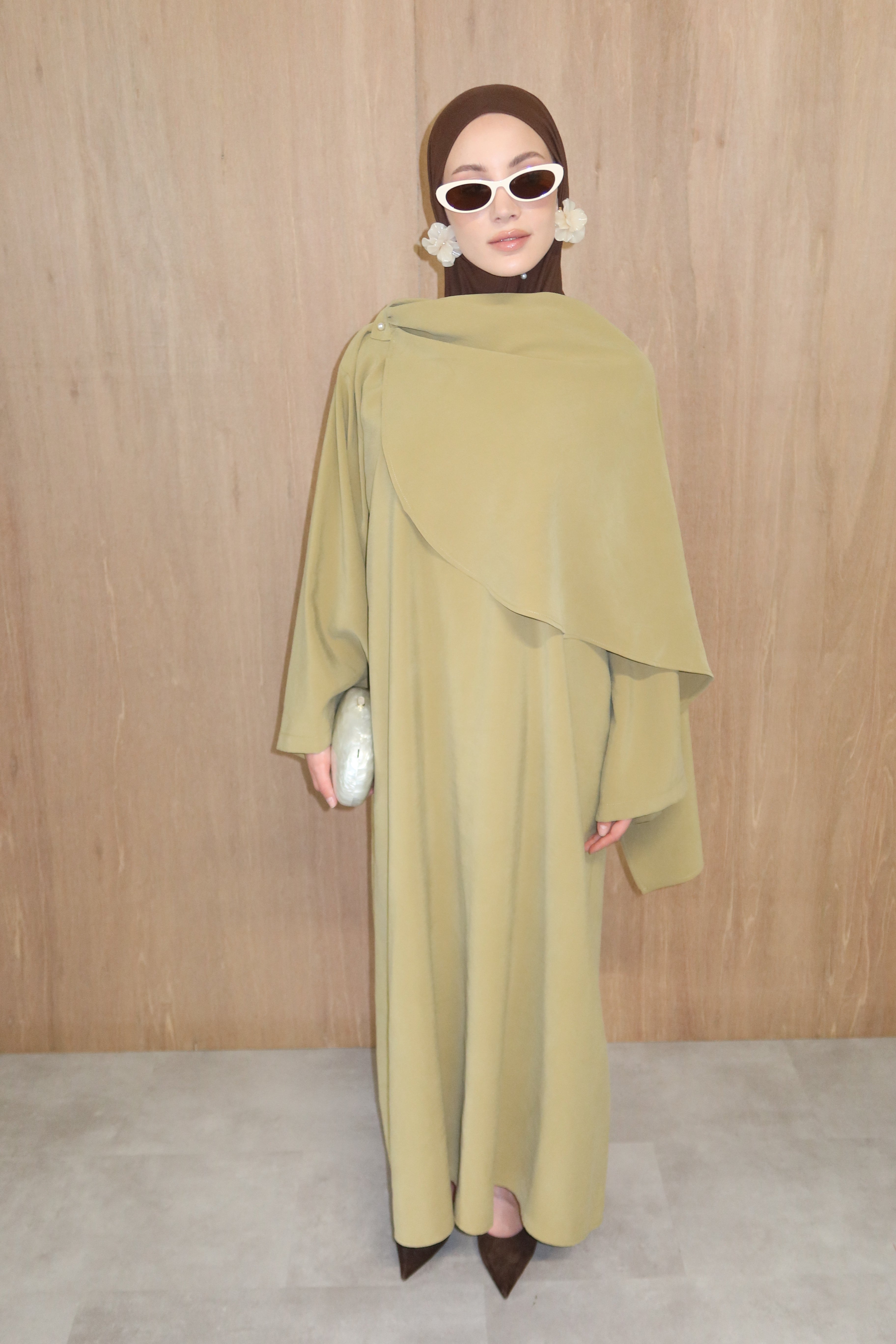 Abaya met sjaal - Pistache