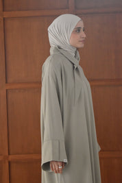 Linnen abaya met kraag - Pistache