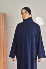 Oversized jurk met losse sjaal - donkerblauw