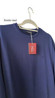 Oversized shirt met losse sjaal donkerblauw