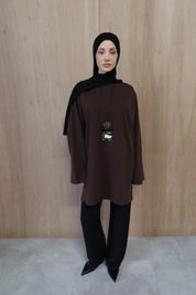 Dunne oversized shirt - Espressobruin